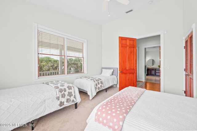 231 Barrataria Dr, Saint Augustine, FL 32080 - carpeted bedroom with a ceiling fan