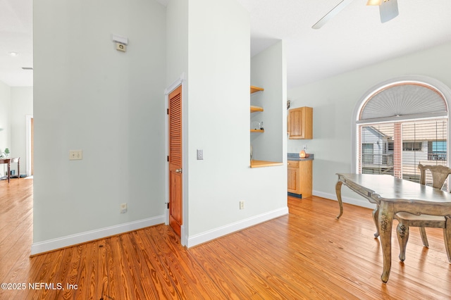 231 Barrataria Dr, Saint Augustine, FL 32080 - dining area featuring light wood-type flooring, baseboards, and a ceiling fan