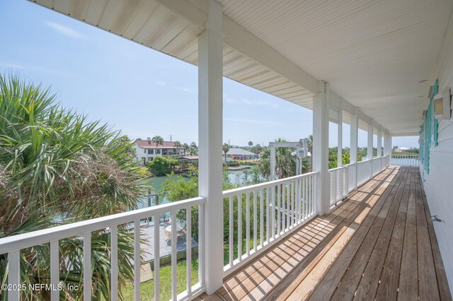 231 Barrataria Dr, Saint Augustine, FL 32080 - wooden terrace featuring a water view