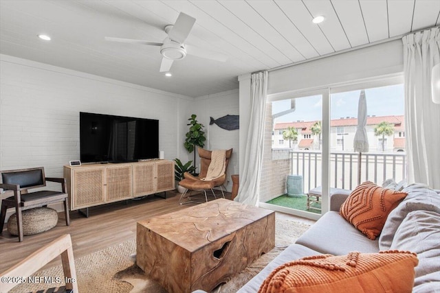 901 Ocean Blvd Unit 91, Atlantic Beach, FL 32233 - living area with wood finished floors, recessed lighting, and a ceiling fan