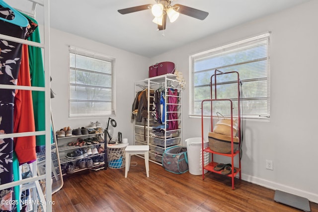 7456 Burlingame Dr S, Jacksonville, FL 32211 - bedroom featuring wood finished floors and a ceiling fan