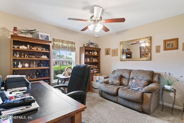 3912 Pipit Pt, Middleburg, FL 32068 - carpeted office with a ceiling fan and a textured ceiling