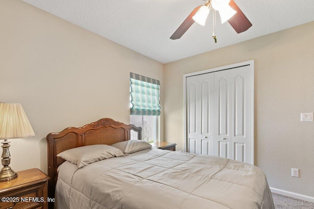 3912 Pipit Pt, Middleburg, FL 32068 - carpeted bedroom featuring a closet, baseboards, and a ceiling fan