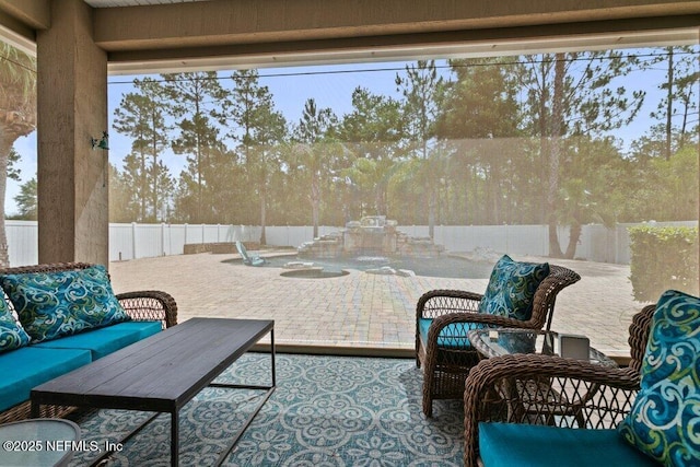 3912 Pipit Pt, Middleburg, FL 32068 - fenced backyard with a patio and outdoor lounge area