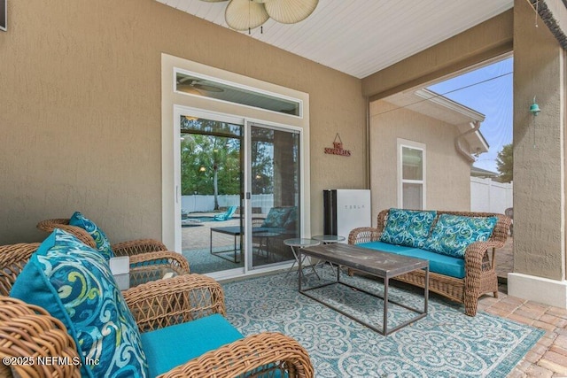 3912 Pipit Pt, Middleburg, FL 32068 - view of patio featuring a ceiling fan and an outdoor hangout area