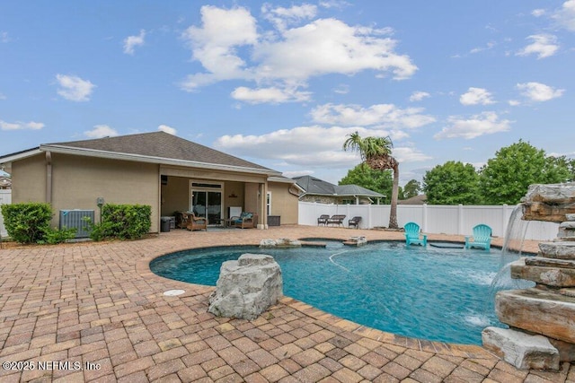 3912 Pipit Pt, Middleburg, FL 32068 - view of pool with a fenced backyard, a patio, a hot tub, and central AC