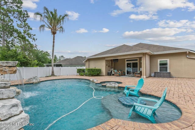 3912 Pipit Pt, Middleburg, FL 32068 - view of pool with a fenced backyard, a patio area, and an in-ground hot tub
