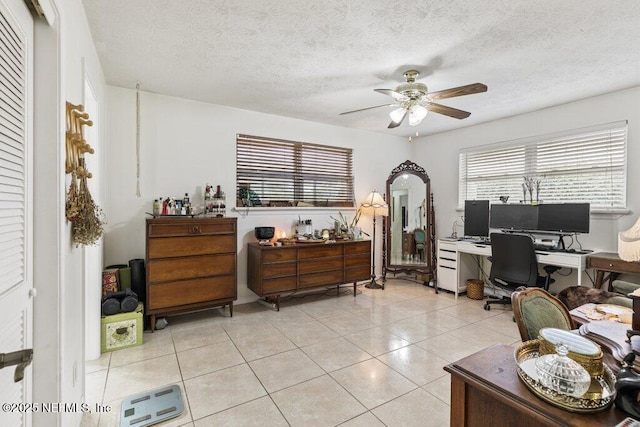 2041 Mill Creek Rd, Jacksonville, FL 32211 - office featuring ceiling fan, light tile patterned flooring, and a textured ceiling