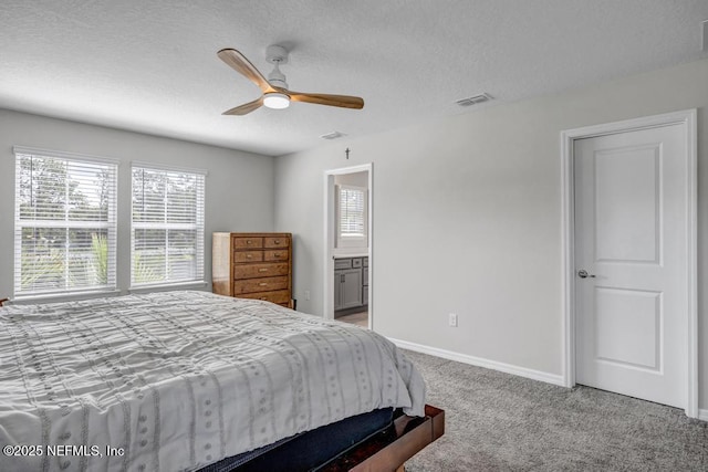 4604 Clapboard Crossing Way, Jacksonville, FL 32226 - bedroom with multiple windows, carpet, baseboards, a textured ceiling, and a ceiling fan