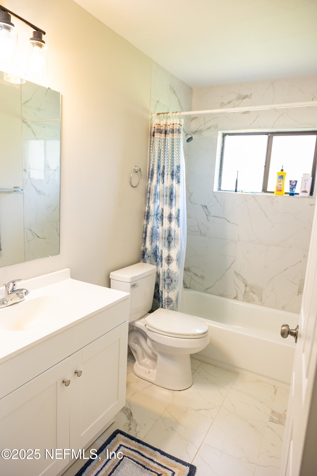 14 Ballard Ln, Palm Coast, FL 32137 - full bath with vanity, shower / bath combination with curtain, and marble look tile flooring