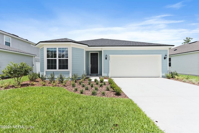 2446 Glade Ln, Green Cove Springs, FL 32043 - ranch-style house with a front lawn, an attached garage, and driveway