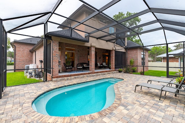 6449 Jack Wright Island Rd, Saint Augustine, FL 32092 - view of pool featuring a patio area and glass enclosure