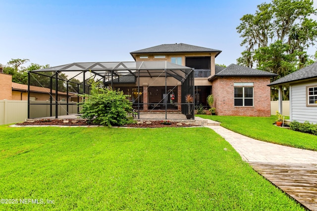 6449 Jack Wright Island Rd, Saint Augustine, FL 32092 - rear view of house featuring glass enclosure and brick siding