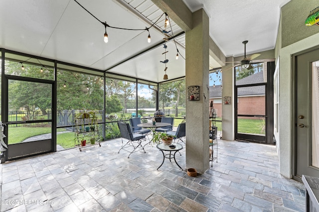 1758 Country Walk Dr, Fleming Island, FL 32003 - sunroom / solarium featuring a ceiling fan, healthy amount of natural light, and outdoor dining area