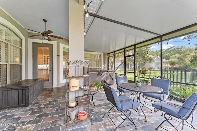 1758 Country Walk Dr, Fleming Island, FL 32003 - sunroom / solarium with a ceiling fan and outdoor dining space