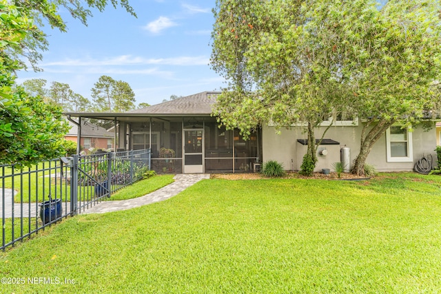 1758 Country Walk Dr, Fleming Island, FL 32003 - rear view of property featuring a sunroom and stucco siding