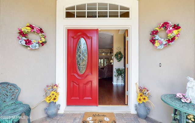 1700 Waters Edge Dr, Fleming Island, FL 32003 - view of exterior entry featuring stucco siding