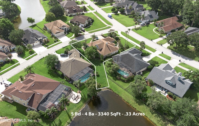 1700 Waters Edge Dr, Fleming Island, FL 32003 - aerial view of property's location with nearby suburban area, a nearby body of water, and property boundaries highlighted