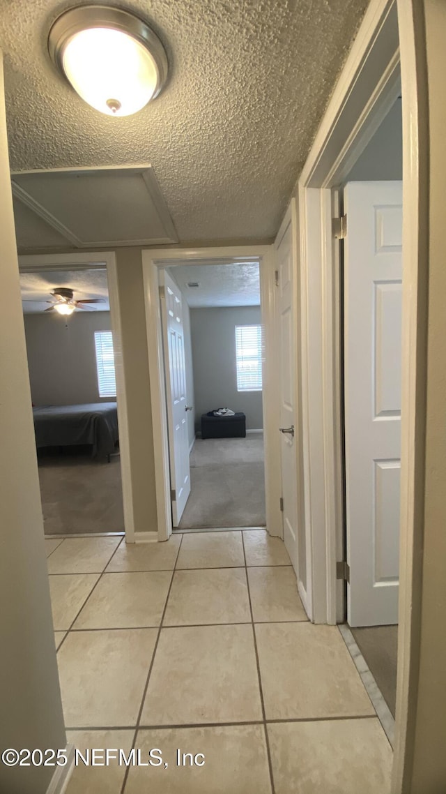 5923 Green Hill Ln, Jacksonville, FL 32211 - corridor with light carpet and light tile patterned floors