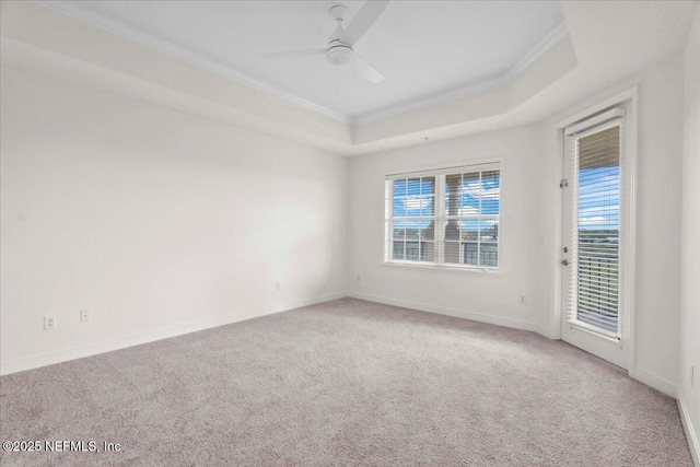 150 Pantano Cay Blvd Unit 2303, Saint Augustine, FL 32080 - unfurnished room with ornamental molding, carpet, a tray ceiling, and ceiling fan