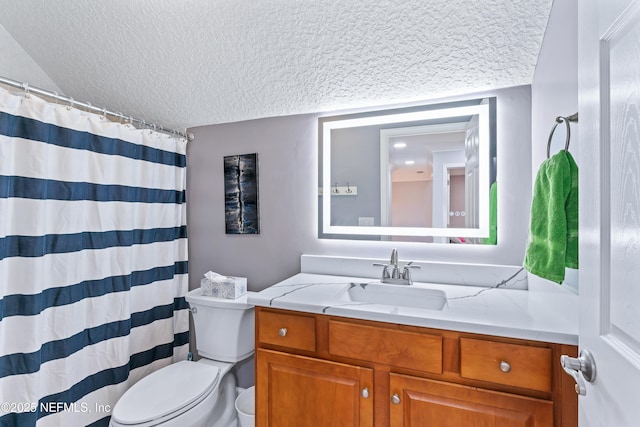 1321 Honeysuckle Dr, Saint Johns, FL 32259 - full bath featuring a textured ceiling, toilet, vanity, and a shower with curtain