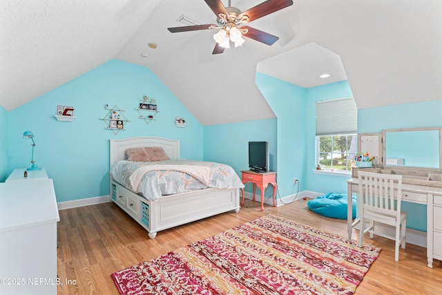 1321 Honeysuckle Dr, Saint Johns, FL 32259 - bedroom with lofted ceiling, light wood finished floors, baseboards, and a ceiling fan
