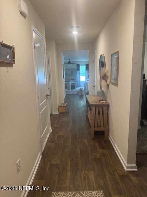 126 Falcon Ridge Rd, Saint Augustine, FL 32084 - corridor with dark wood-type flooring and baseboards