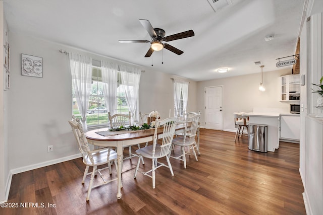 2620 Shenandoah Dr S, Orange Park, FL 32073 - dining space with wood finished floors, baseboards, and ceiling fan