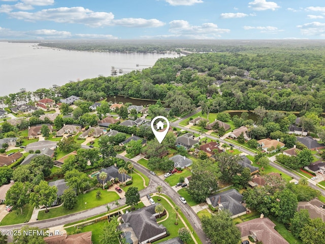 1823 Sentry Oak Ct, Fleming Island, FL 32003 - aerial view of residential area featuring a nearby body of water and a heavily wooded area