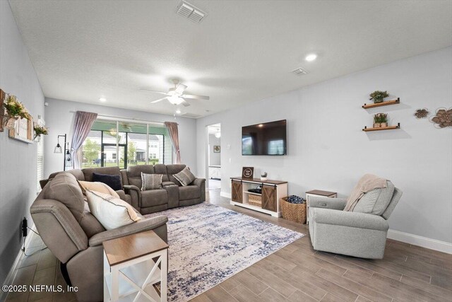 46 Killarney Ave, Saint Johns, FL 32259 - living area with a ceiling fan, baseboards, wood finished floors, and recessed lighting