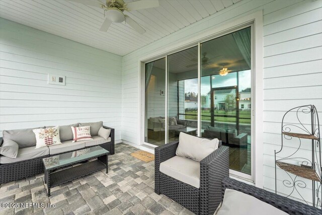 46 Killarney Ave, Saint Johns, FL 32259 - view of patio / terrace featuring a ceiling fan and an outdoor living space