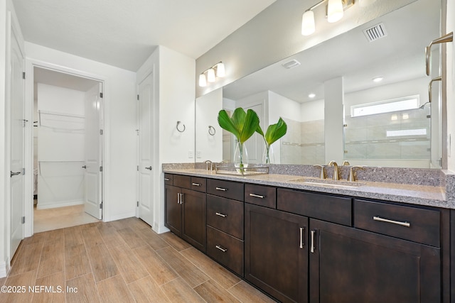 96 Glenhurst Ave, Ponte Vedra, FL 32081 - full bath with walk in shower, double vanity, wood finished floors, and a walk in closet