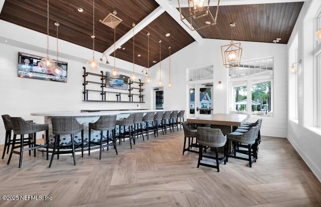 96 Glenhurst Ave, Ponte Vedra, FL 32081 - dining area featuring wooden ceiling and high vaulted ceiling