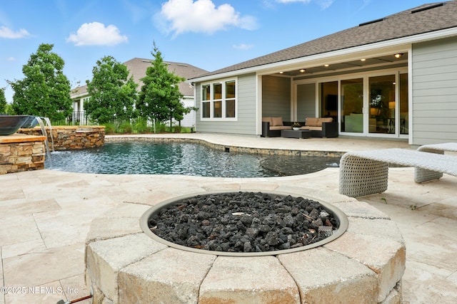 96 Glenhurst Ave, Ponte Vedra, FL 32081 - swimming pool featuring a patio area and an outdoor living space with a fire pit
