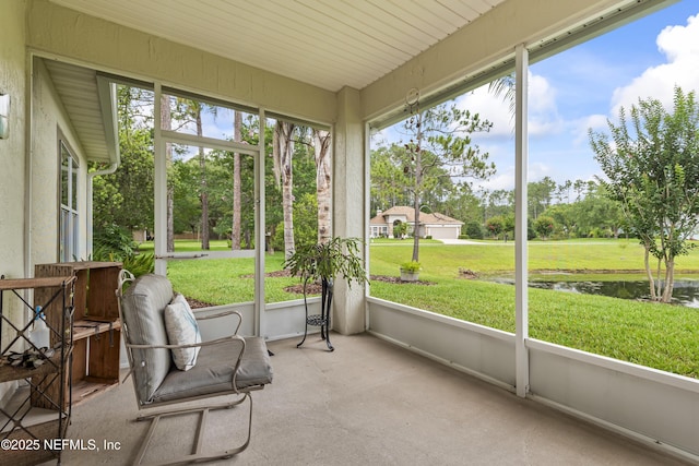 4340 Comanche Trail Blvd, Saint Johns, FL 32259 - unfurnished sunroom featuring a water view and view of wooded area