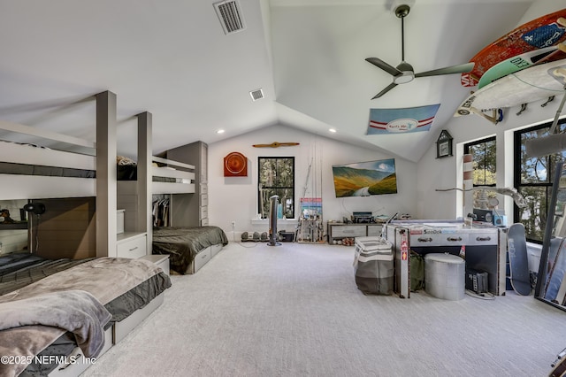 10351 County Road 13 N, Saint Augustine, FL 32092 - bedroom with carpet, lofted ceiling, and recessed lighting