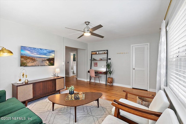 1838 Cherry St, Jacksonville, FL 32205 - living room with a ceiling fan and wood finished floors