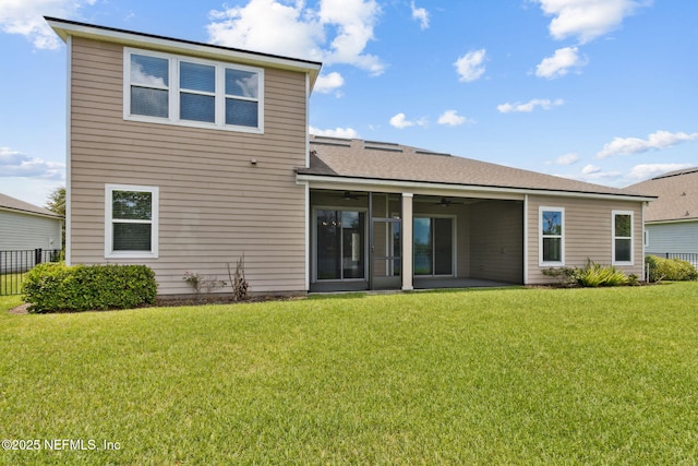 96167 Grande Oaks Ln, Fernandina Beach, FL 32034 - back of property featuring ceiling fan and a shingled roof
