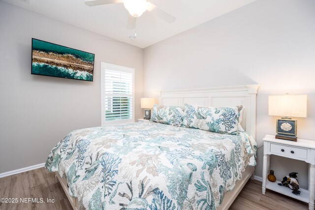 2538 Las Calinas Blvd, Saint Augustine, FL 32095 - bedroom with wood finished floors, baseboards, and a ceiling fan