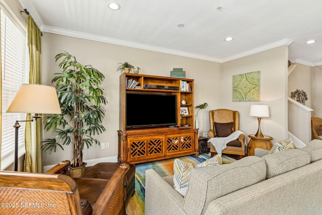1899 White Sands Way Unit 704, Fernandina Beach, FL 32034 - living area with recessed lighting, wood finished floors, crown molding, and baseboards
