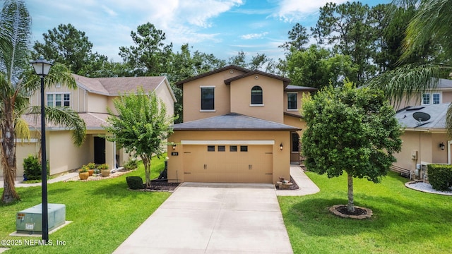 203 Buck Run Way, Saint Augustine, FL 32092 - view of front of property with stucco siding, an attached garage, driveway, and a front yard