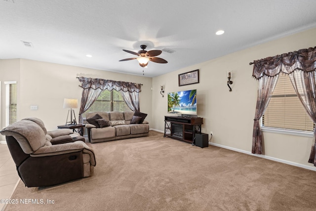 203 Buck Run Way, Saint Augustine, FL 32092 - carpeted living room featuring ceiling fan and recessed lighting