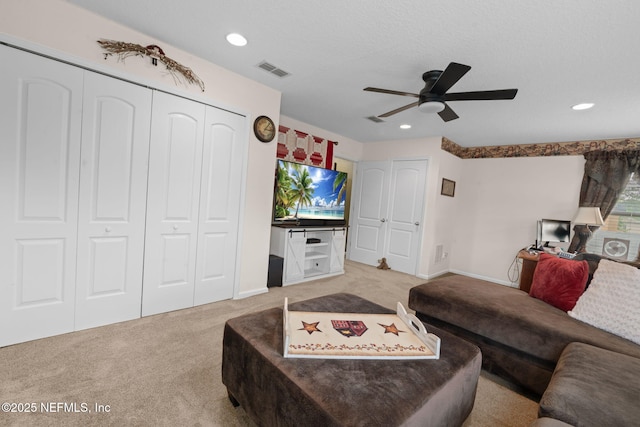 203 Buck Run Way, Saint Augustine, FL 32092 - living area featuring carpet, ceiling fan, and recessed lighting