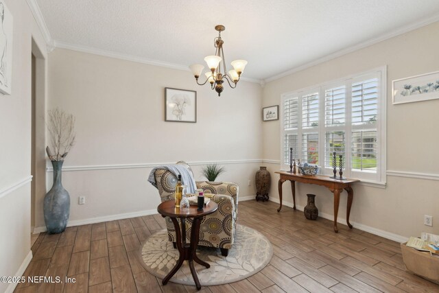3592 Harrier Ct, Middleburg, FL 32068 - living area featuring a chandelier, wood finished floors, and crown molding