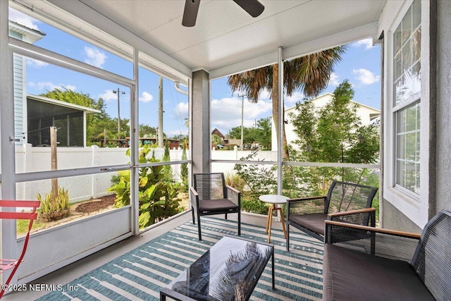 28 S Comares Ave, Saint Augustine Beach, FL 32080 - sunroom with healthy amount of natural light and a ceiling fan
