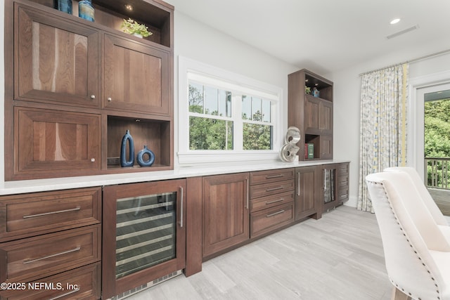 365 8th St, Atlantic Beach, FL 32233 - bar area with beverage cooler, light wood-style floors, and recessed lighting