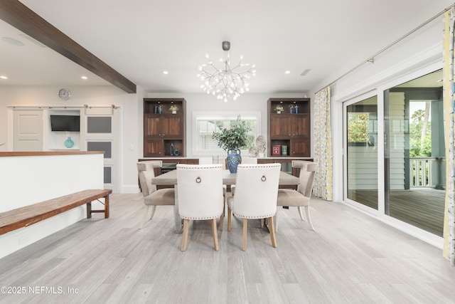 365 8th St, Atlantic Beach, FL 32233 - dining space featuring a chandelier, light wood-type flooring, and recessed lighting
