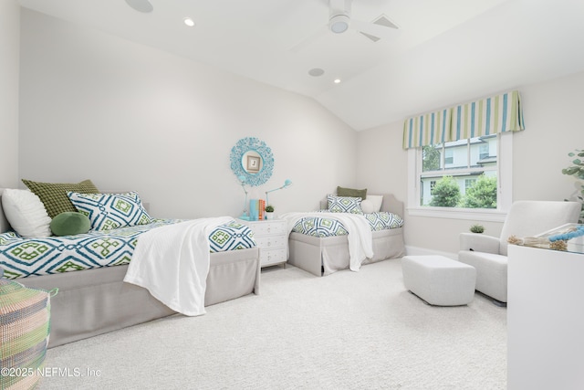 365 8th St, Atlantic Beach, FL 32233 - bedroom featuring carpet floors, vaulted ceiling, and recessed lighting