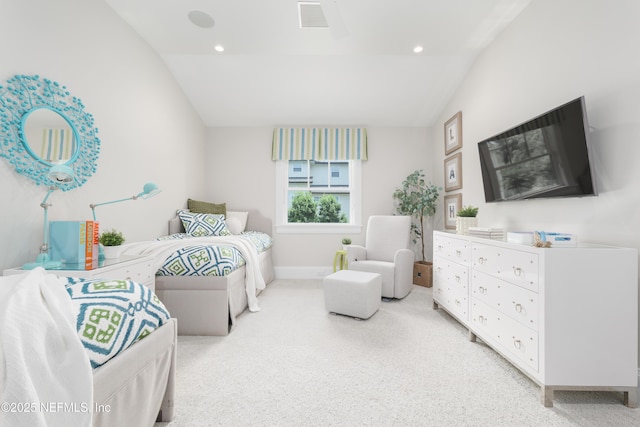 365 8th St, Atlantic Beach, FL 32233 - bedroom with vaulted ceiling, carpet flooring, and recessed lighting