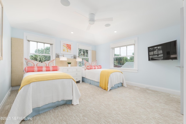 365 8th St, Atlantic Beach, FL 32233 - carpeted bedroom featuring multiple windows, ceiling fan, and recessed lighting